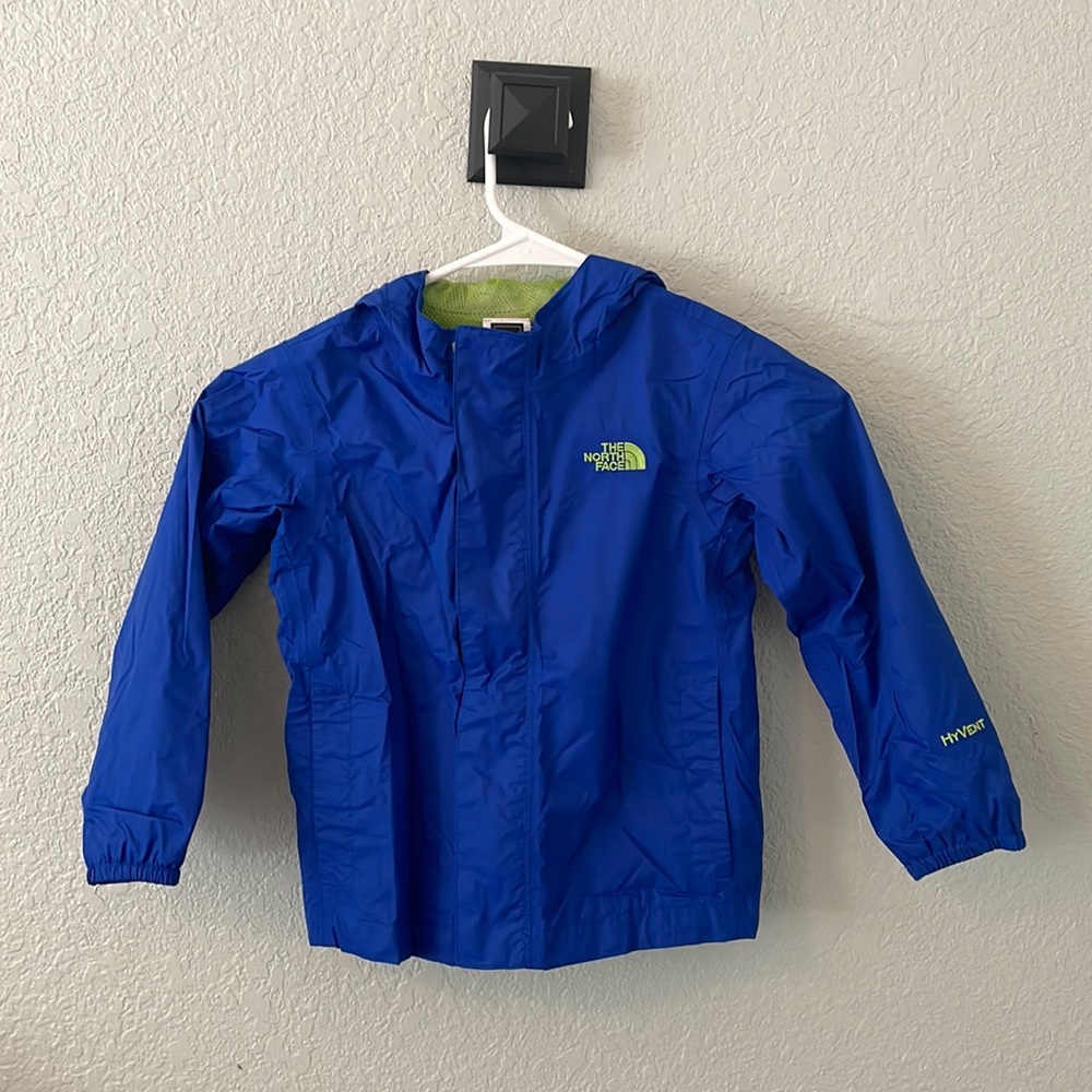 North Face Kids Blue Hooded Rain Jacket